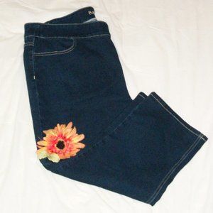 BLUE DESIRE 20W Dark Blue Cropped Stretch Jeans Pull On Comfort Stretch Waist